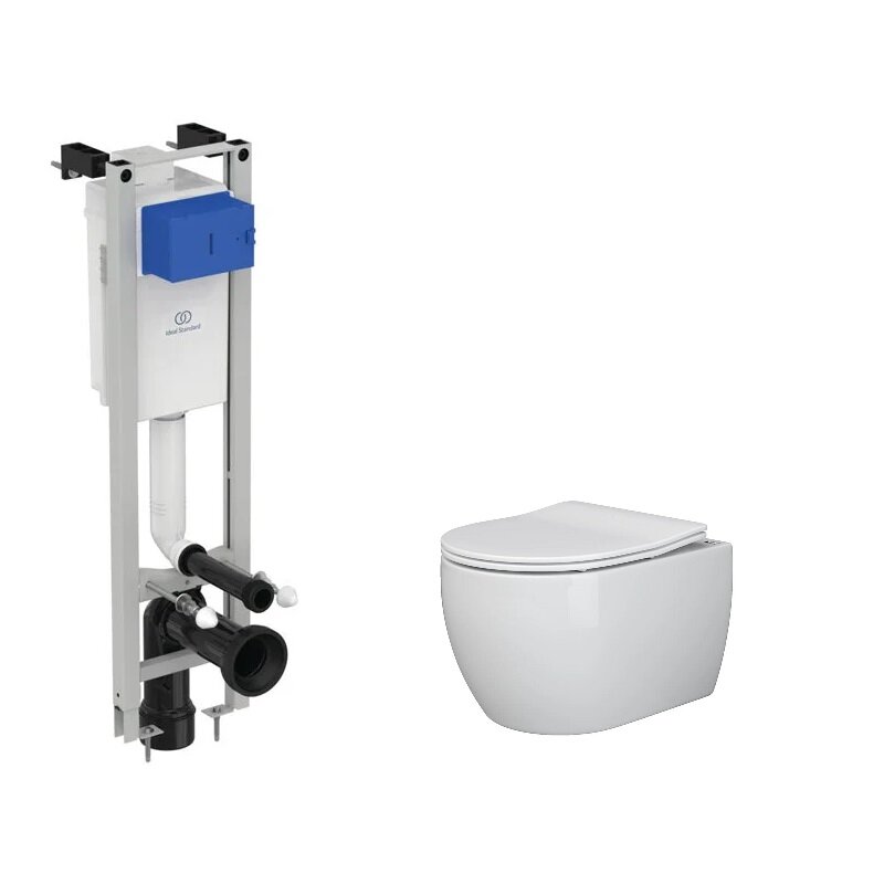 Изображение товара Инсталляция Ideal Standard с безободковым унитазом Ceramicanova Play Rimless и сиденьем микролифт