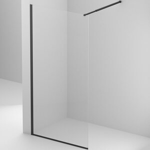 Изображение товара Душевая стенка BelBagno Kraft-L-1-80-C-Nero, 80 см, свободный вход, стекло прозрачное, профиль черный матовый