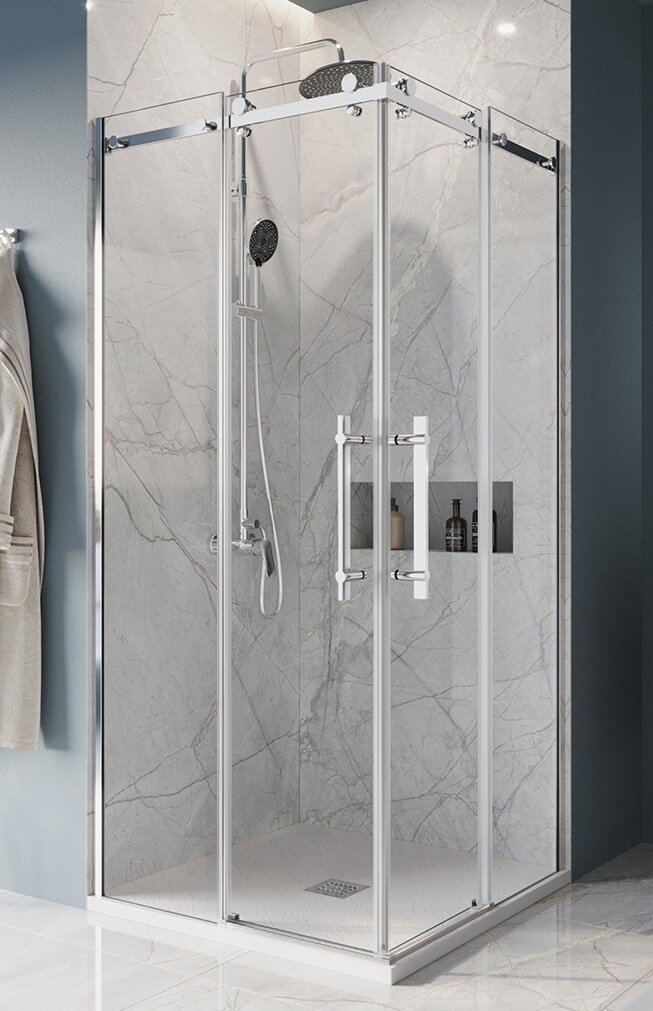 Изображение товара Душевой уголок BelBagno Marino-A-2-100-C-CR 100x100 см с раздвижными дверями и прозрачным стеклом