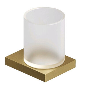 Изображение товара Стакан для щеток Kludi Vela C 31975N0 золото брашированное настенный из стекла и металла