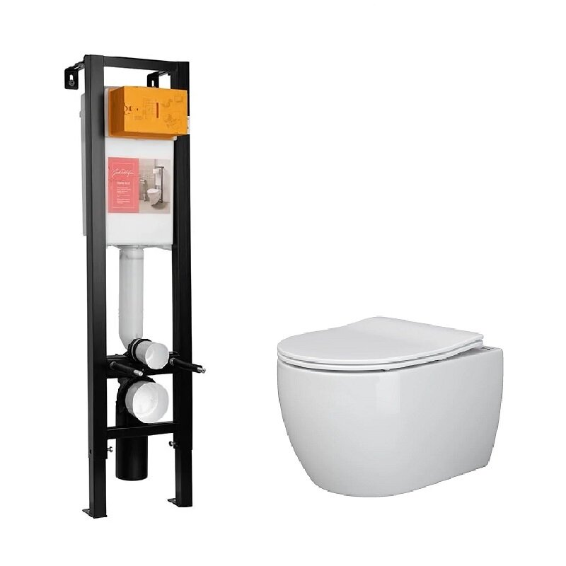 Изображение товара Инсталляция Jacob Delafon с безободковым унитазом Ceramicanova Play Rimless, сиденье микролифт