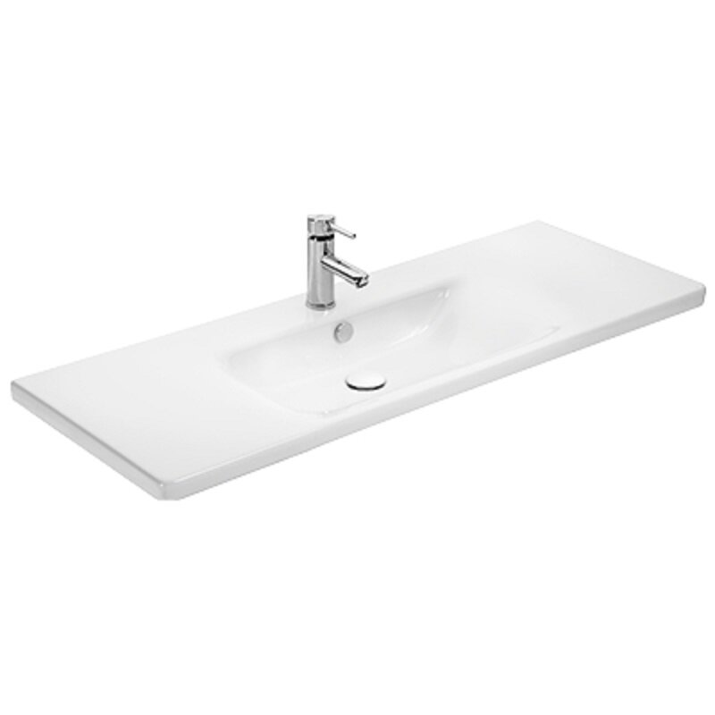 Изображение товара Раковина Dreja Soft 120 белая 120 см прямоугольная с крыльями и отверстием для смесителя