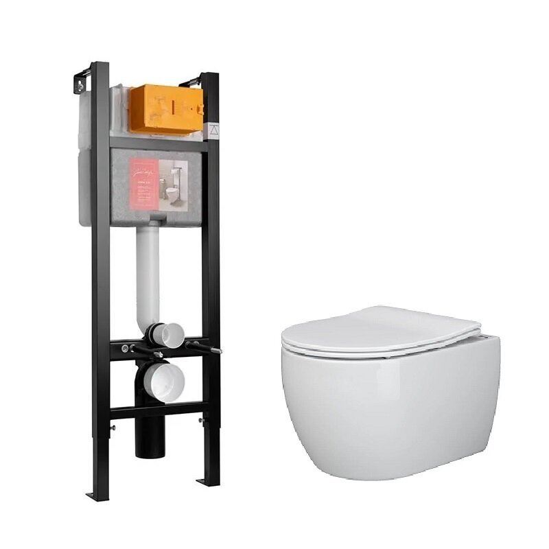 Изображение товара Инсталляция Jacob Delafon с безободковым унитазом Ceramicanova Rimless микролифт