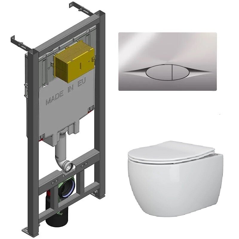 Изображение товара Инсталляция Jacob Delafon с подвесным безободковым унитазом Ceramicanova Play Rimless