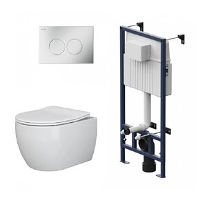 Изображение товара Инсталляция Am.Pm ProC, с безободковым унитазом Ceramicanova Play Rimless, сиденье микролифт, сантехфарфор, клавиша смыва, I012707/CN3001/I070131