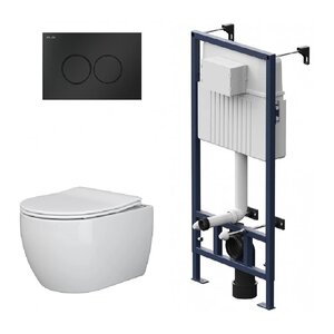 Изображение товара Инсталляция Am.Pm ProC, с безободковым унитазом Ceramicanova Play Rimless, сиденье микролифт, сантехфарфор, клавиша смыва, I012707/CN3001/I070138