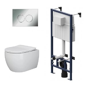 Изображение товара Инсталляция Am.Pm ProC, с безободковым унитазом Ceramicanova Play Rimless, сиденье микролифт, сантехфарфор, клавиша смыва, I012707/CN3001/I070151