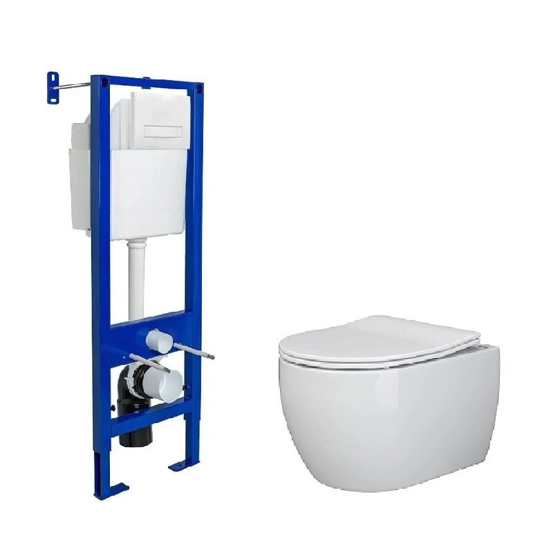 Изображение товара Инсталляция Berges Atom Line с безободковым унитазом Ceramicanova Rimless