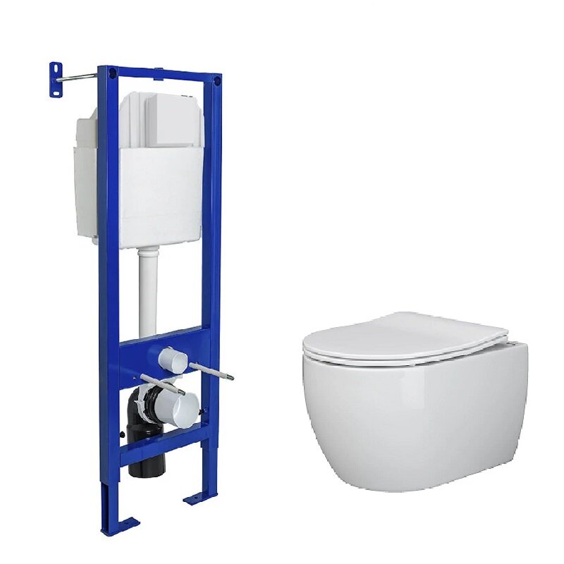 Изображение товара Подвесной безободковый унитаз Ceramicanova Play Rimless с инсталляцией и сиденьем микролифт