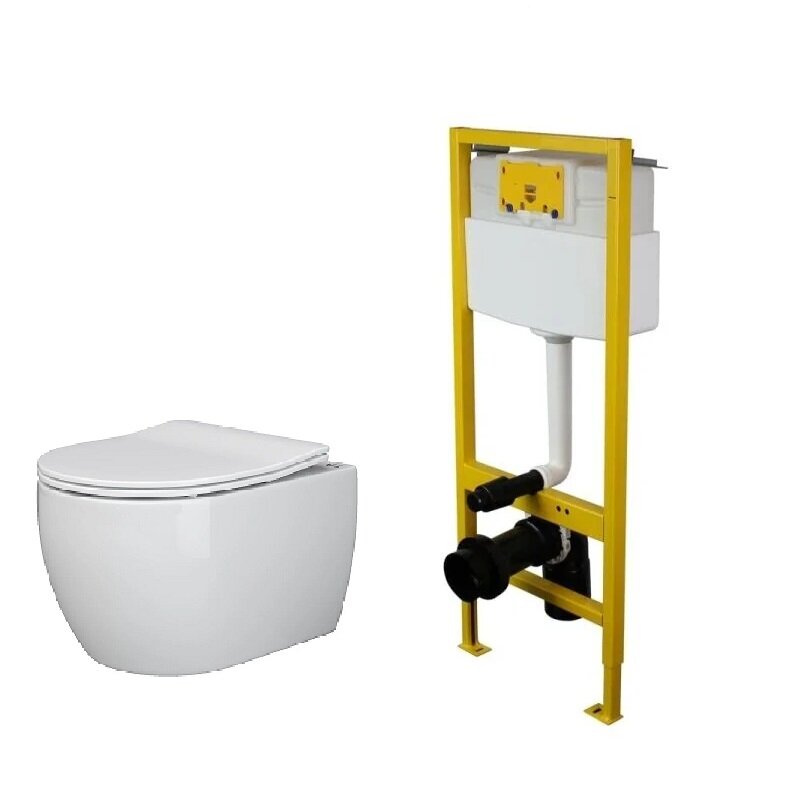 Изображение товара Инсталляция Elsen, с безободковым унитазом Ceramicanova Play Rimless, сиденье микролифт, EIN500.1120/CN3001, сантехфарфор