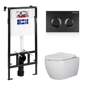 Изображение товара Инсталляция Bettoserb Sava Fix Slim, с безободковым унитазом Ceramicanova Play Rimless, сиденье микролифт, сантехфарфор, клавиша смыва, SET40006467/CN3001