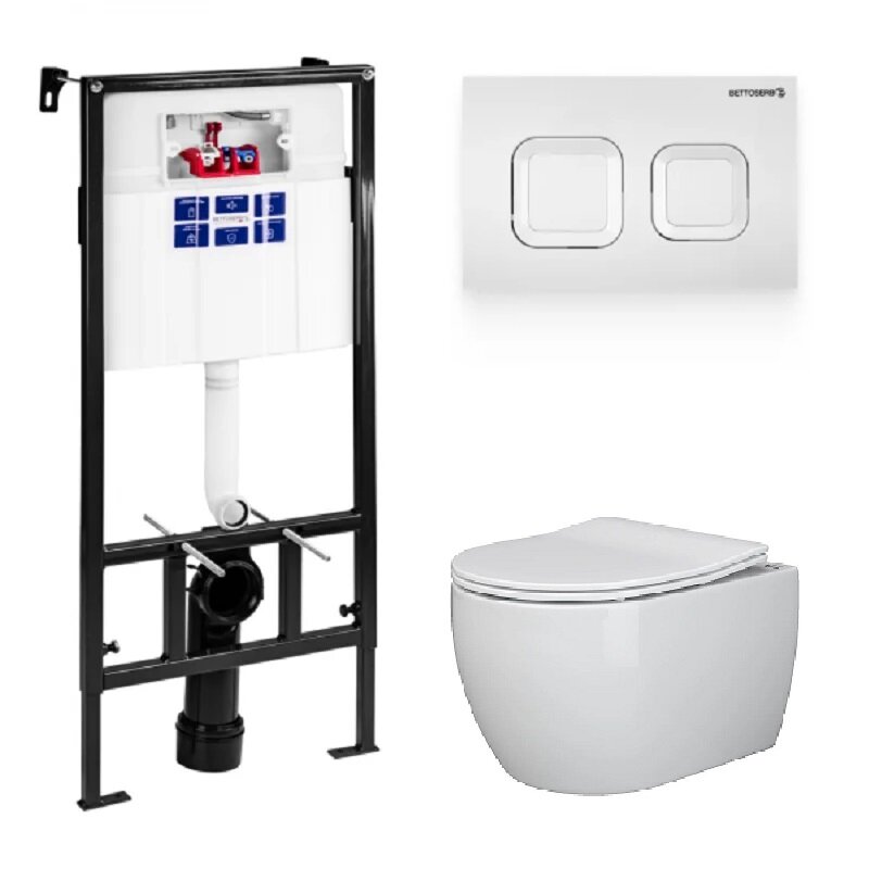 Изображение товара Инсталляция Bettoserb Sava Fix Slim с безободковым унитазом Ceramicanova Rimless