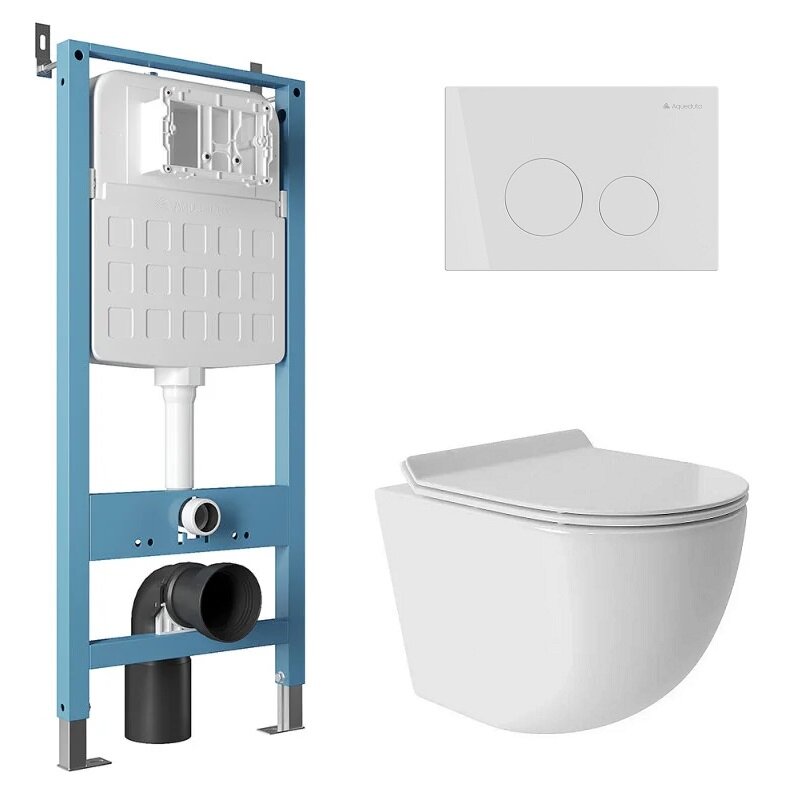 Изображение товара Безободковый инсталляционный комплект Tecnica Novo для унитаза Aqueduto Ovo с системой торнадо и ми