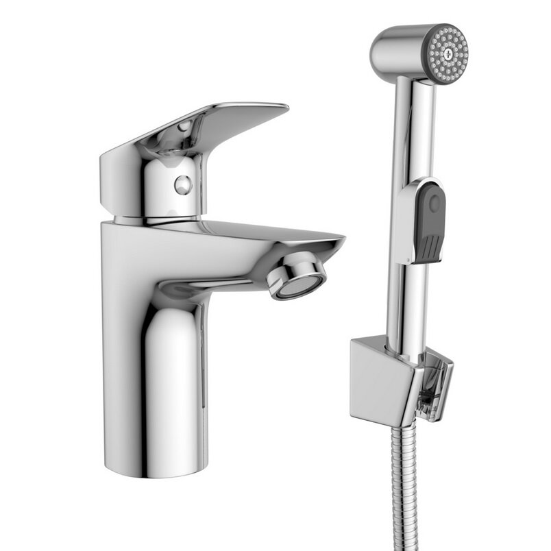 Изображение товара Смеситель для раковины BelBagno Due DUE-LVM/HGN-CRM-W0, с гигиеническим душем, цвет хром