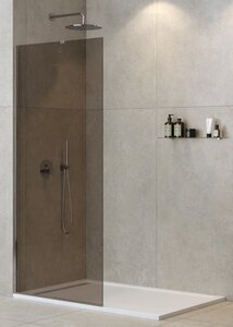 Изображение товара Душевая стенка со свободным входом Cezares Liberta-L-1-TB-100-BR-Cr, 100 см, стекло бронза, профиль хром