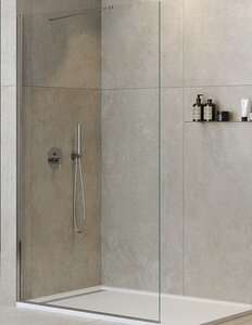 Изображение товара Душевая стенка со свободным входом Cezares Liberta-L-1-TB-115-C-Cr, 115 см, угловой кронштейн 70 см, стекло прозрачное, профиль хром