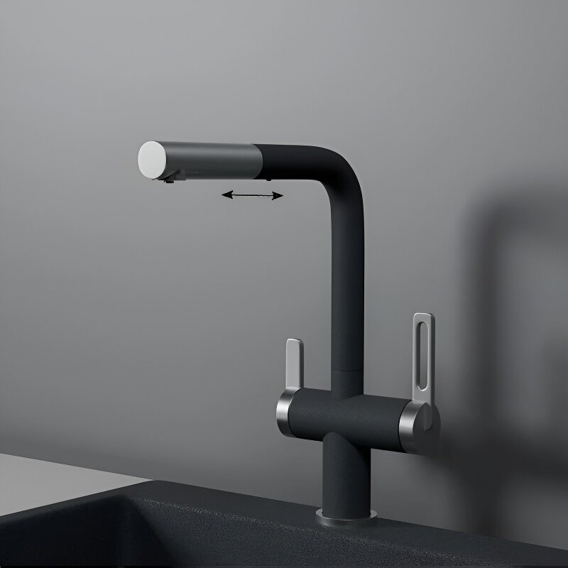 Изображение товара Смеситель для кухонной мойки Granula GR-8170 графит, с подключением к фильтру