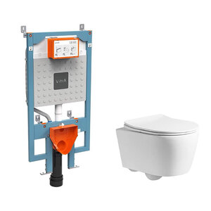 Изображение товара Инсталляция Vitra V-Fix Prime с безободковым унитазом Ceruttispa Sella PP, сиденье микролифт, 768-5800-01/CT9738