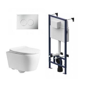 Изображение товара Инсталляция Am.Pm ProC с безободковым унитазом Ceruttispa Sella PP, сиденье микролифт, клавиша смыва, I012707/CT9738/I070131