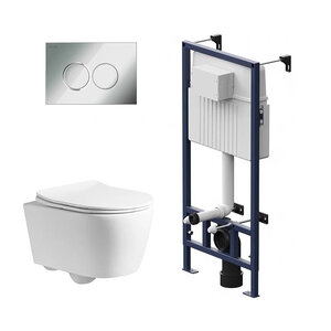 Изображение товара Инсталляция Am.Pm ProC с безободковым унитазом Ceruttispa Sella PP, сиденье микролифт, клавиша смыва, I012707/CT9738/I070151