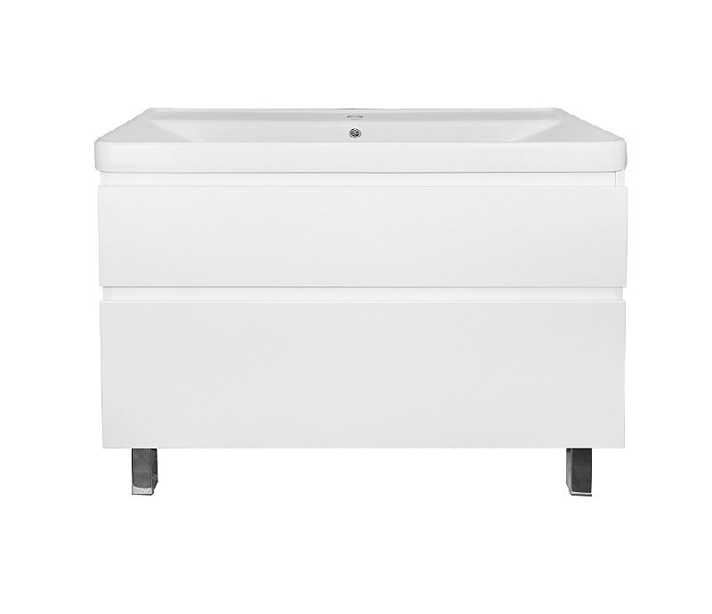 Изображение товара Тумба с раковиной Azario Мила Н CS00089954, 100 см, напольная, белая матовая Изображение товара Тумба с раковиной Azario Мила Н CS00089954, 100 см, напольная, белая матовая