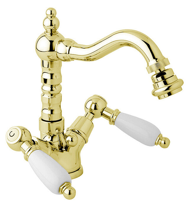 Изображение товара Смеситель для биде Cezares FIRST-BS2-03/24-Bi золото 24 карата ручки белые
