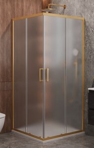 Изображение товара Душевой уголок Cezares Molveno-A-2-90-P-BORO, 90 x 90 см, стекло рифленое, профиль брашированное золото