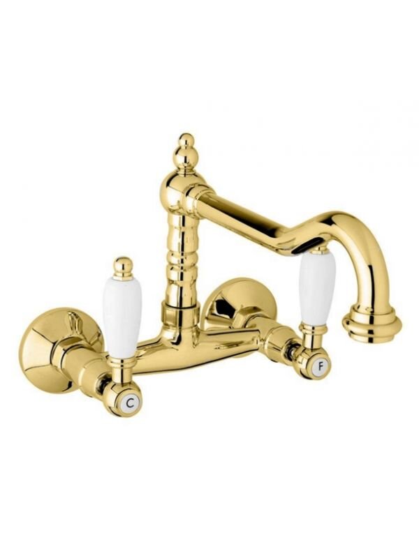 Изображение товара Смеситель для кухни Cezares FIRST-LLP-03/24-Bi золотой 24 карата, ретро дизайн