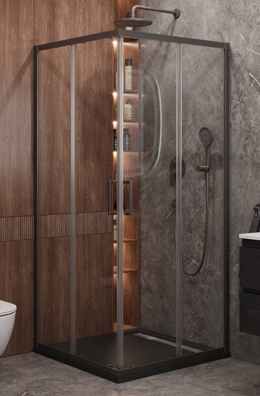 Изображение товара Душевой уголок Cezares Molveno-A-22-100+30-C-GM-IV 130x130 см стекло прозрачное золото