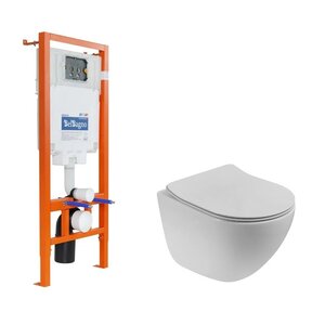 Изображение товара Инсталляция BelBagno с безободковым унитазом BelBagno Amanda-Tor, сиденье ультратонкое SLIM, BB002-80/BB051CH-TOR-FC/BB2011SC