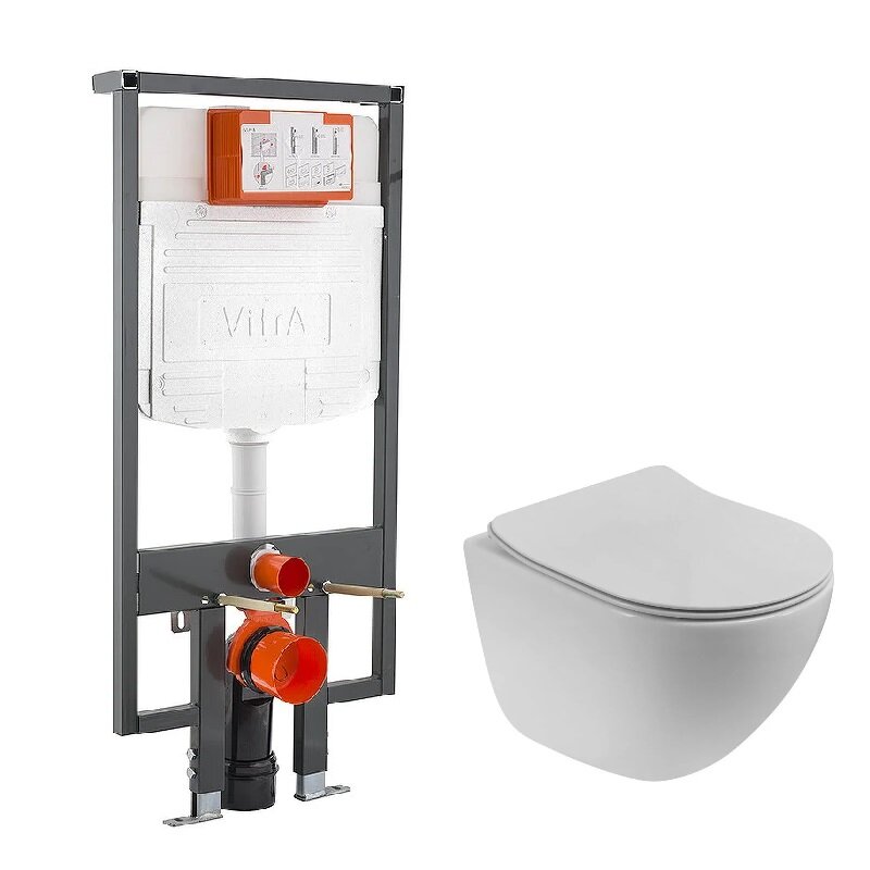 Изображение товара Инсталляция Vitra с безободковым унитазом BelBagno Amanda-Tor, подвесной, белый