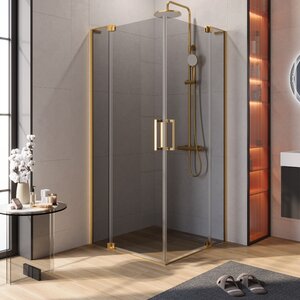 Изображение товара Душевой уголок Cezares SLIDER-A-2-100/110-GRIGIO-BORO, квадратный, стекло серое, профиль золото
