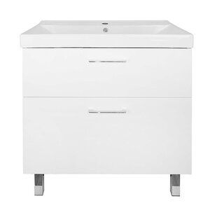 Изображение товара Тумба с раковиной Azario Ника 80 см напольная белая в ванную