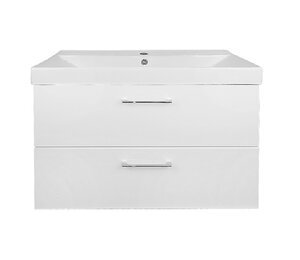 Изображение товара Тумба с раковиной Azario Ника CS00091369 80 см подвесная белая фаянс МДФ эмаль