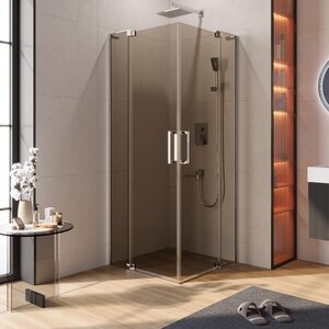 Изображение товара Душевой уголок Cezares SLIDER-A-2-70/80-BR-Cr, 70/80 х 70/80 см, стекло бронза, профиль хром