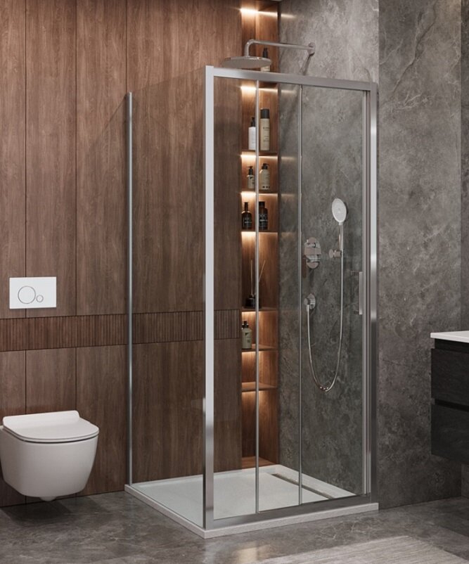 Изображение товара Душевой уголок Cezares Molveno-AF-31-90-C-CR-IV 90x90 см стекло прозрачное хром профиль