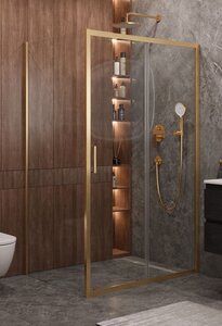 Изображение товара Душевой уголок Cezares Molveno-AH-11-120/90-C-BORO-IV, 120 x 90 см, стекло прозрачное, профиль брашированное золото