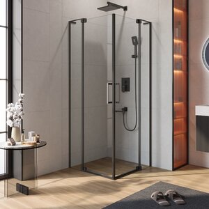 Изображение товара Душевой уголок Cezares SLIDER-A-2-70/80-C-NERO, 70/80 х 70/80 см, стекло прозрачное, профиль черный матовый