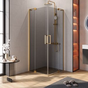 Изображение товара Душевой уголок Cezares SLIDER-A-2-70/80-GRIGIO-BORO, 70/80 х 70/80 см, стекло серое, профиль брашированное золото