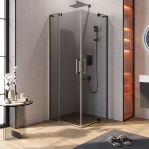 Изображение товара Душевой уголок Cezares SLIDER-A-2-70/80-GRIGIO-GM, 70/80 х 70/80 см, стекло серое, профиль оружейная сталь