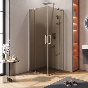 Изображение товара Душевой уголок Cezares SLIDER-A-2-80/90-BR-Cr, 80/90 х 80/90 см, стекло бронза, профиль хром