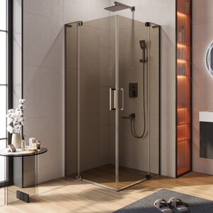 Изображение товара Душевой уголок Cezares SLIDER-A-2-80/90-BR-GM, 80/90 х 80/90 см, стекло бронза, профиль оружейная сталь
