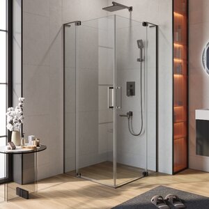Изображение товара Душевой уголок Cezares SLIDER-A-2-80/90-C-GM, 80/90 х 80/90 см, стекло прозрачное, профиль оружейная сталь