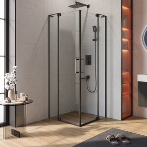 Изображение товара Душевой уголок Cezares SLIDER-A-2-80/90-C-NERO, 80/90 х 80/90 см, стекло прозрачное, профиль черный матовый