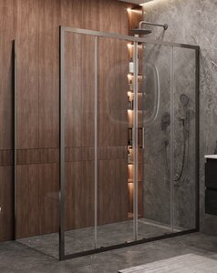 Изображение товара Душевой уголок Cezares Molveno-AH-2/1-170/90-C-GM-IV, 170 x 90 см, стекло прозрачное, профиль оружейная сталь