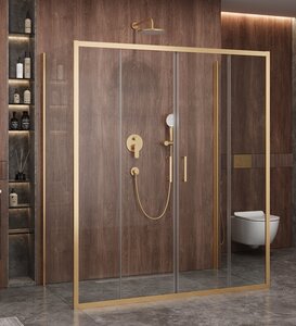 Изображение товара Душевой уголок Cezares Molveno-AH-2/2-170/90-C-BORO-IV, 170 x 90 см, стекло прозрачное, профиль брашированное золото