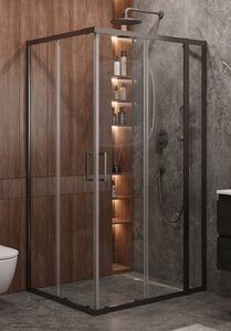 Изображение товара Душевой уголок Cezares Molveno-AH-21-100+30-C-GM-IV, 130 x 100 см, стекло прозрачное, профиль оружейная сталь
