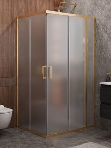 Изображение товара Душевой уголок Cezares Molveno-AH-21-90+20-P-BORO, 110 x 90 см, стекло рифленое, профиль брашированное золото