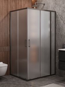 Изображение товара Душевой уголок Cezares Molveno-AH-21-90+20-P-GM, 110 x 90 см, стекло рифленое, профиль оружейная сталь