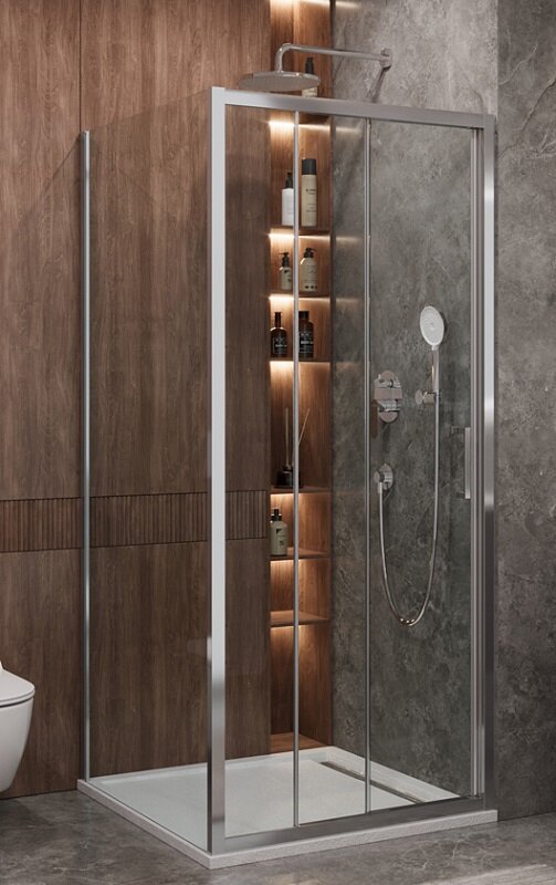 Изображение товара Душевой уголок Cezares Molveno-AHF-31-100/80-C-CR-IV 100x80 см с прозрачным стеклом и хромированным